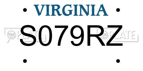S079RZ Virginia License Plate