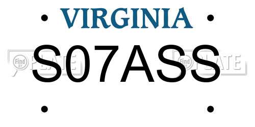 S07ASS Virginia License Plate