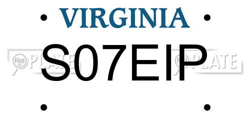 S07EIP Virginia License Plate
