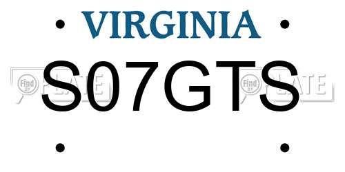 S07GTS Virginia License Plate