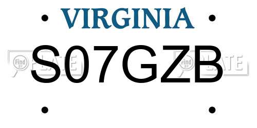 S07GZB Virginia License Plate