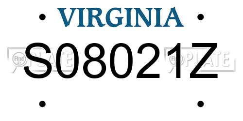 S08021Z Virginia License Plate