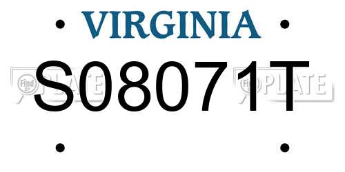 S08071T Virginia License Plate