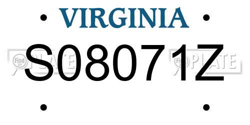 S08071Z Virginia License Plate