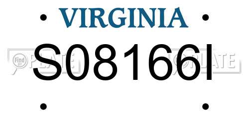 S08166I Virginia License Plate