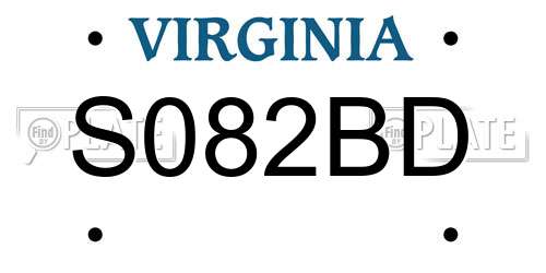 S082BD Virginia License Plate