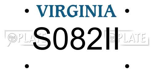 S082II Virginia License Plate