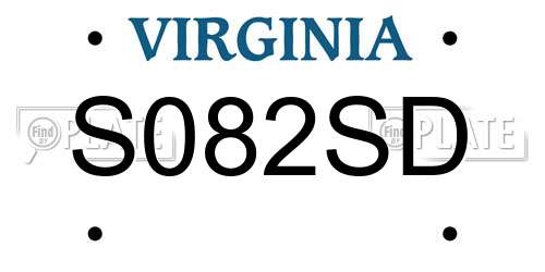 S082SD Virginia License Plate