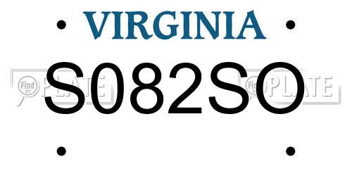 S082SO Virginia License Plate