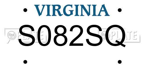 S082SQ Virginia License Plate