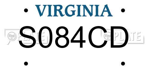 S084CD Virginia License Plate