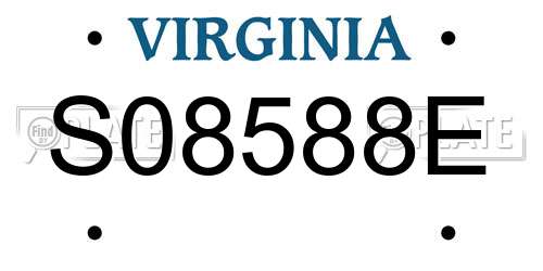 S08588E Virginia License Plate