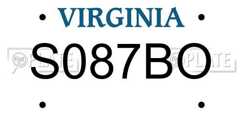 S087BO Virginia License Plate