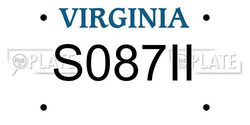 S087II Virginia License Plate