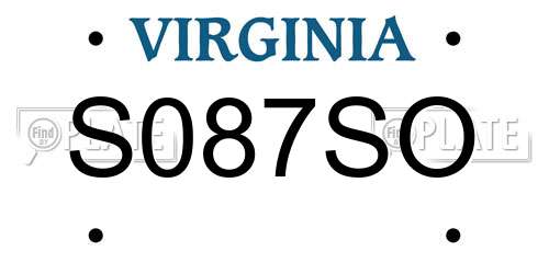 S087SO Virginia License Plate