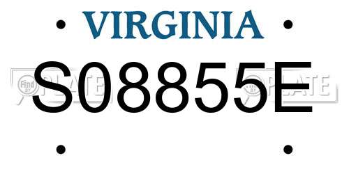 S08855E Virginia License Plate