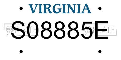S08885E Virginia License Plate