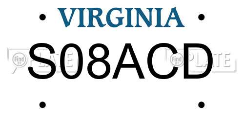 S08ACD Virginia License Plate