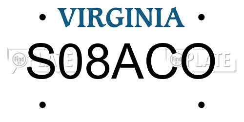 S08ACO Virginia License Plate