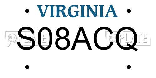 S08ACQ Virginia License Plate