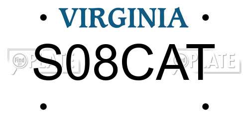 S08CAT Virginia License Plate