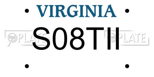 S08TII Virginia License Plate
