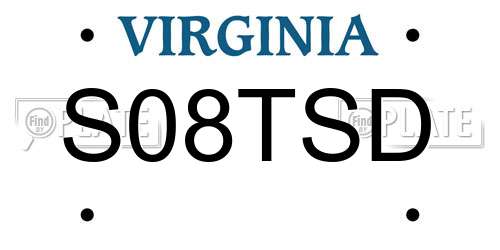 S08TSD Virginia License Plate