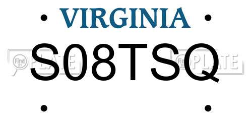 S08TSQ Virginia License Plate