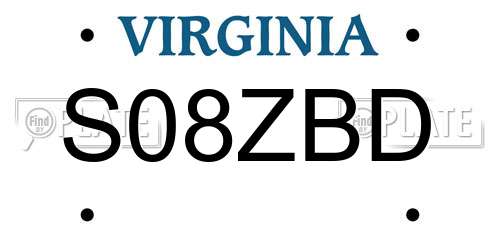 S08ZBD Virginia License Plate