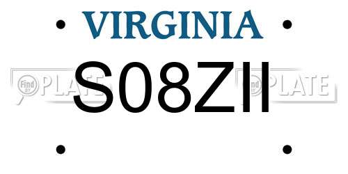S08ZII Virginia License Plate