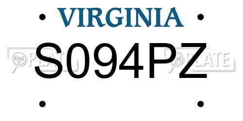 S094PZ Virginia License Plate