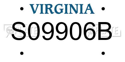 S09906B Virginia License Plate