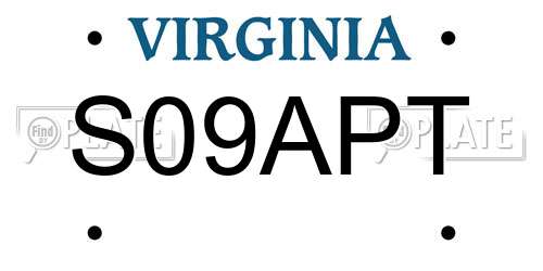 S09APT Virginia License Plate