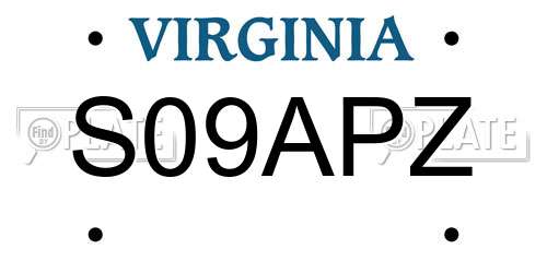 S09APZ Virginia License Plate