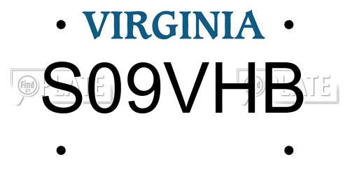S09VHB Virginia License Plate