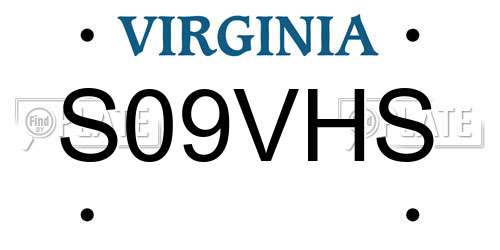 S09VHS Virginia License Plate