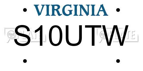 S10UTW Virginia License Plate