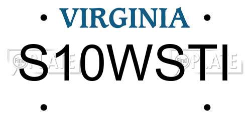 S10WSTI Virginia License Plate