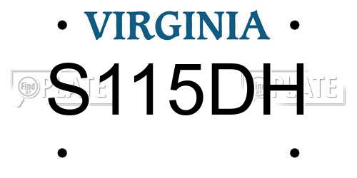 S115DH Virginia License Plate