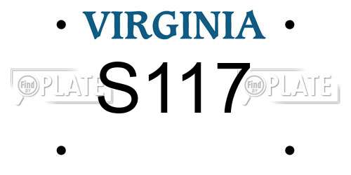 S117 Virginia License Plate