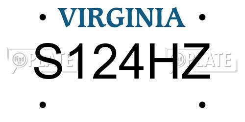 S124HZ Virginia License Plate