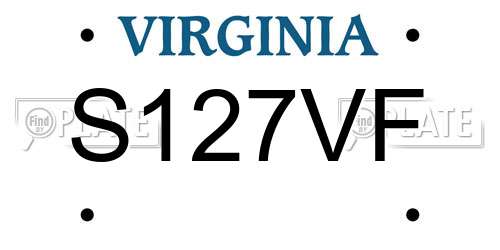 S127VF Virginia License Plate