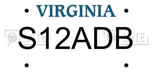 S12ADB Virginia License Plate