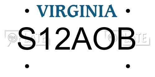 S12AOB Virginia License Plate