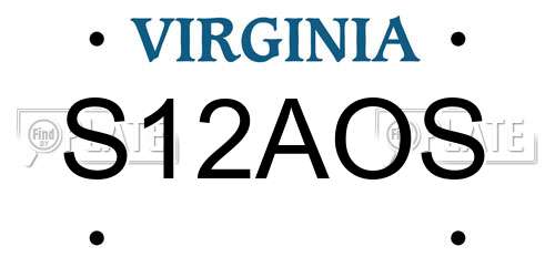 S12AOS Virginia License Plate