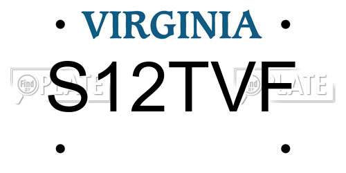 S12TVF Virginia License Plate