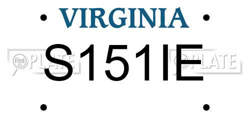 S151IE Virginia License Plate