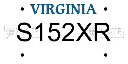 S152XR Virginia License Plate