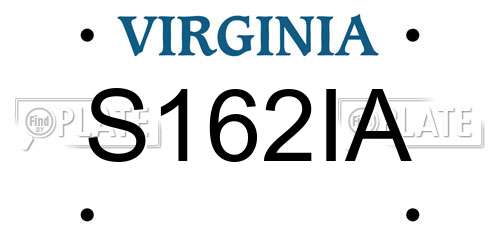 S162IA Virginia License Plate
