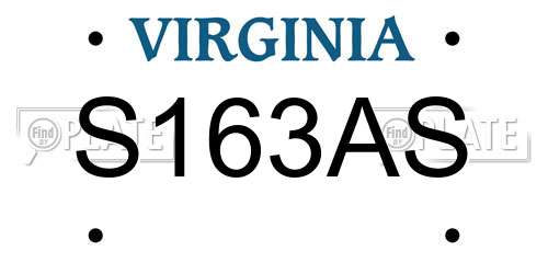 S163AS Virginia License Plate